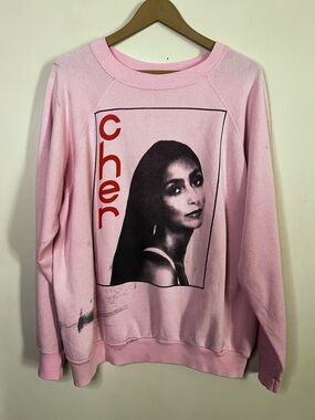 Vintage 80s Cher Pink Pullover Sweatshirt Crewneck Size XL *FLAWS*